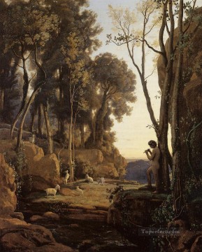 ウッズ Painting - 風景 夕日 別名 小さな羊飼い ジャン・バティスト・カミーユ・コロー 森の森
